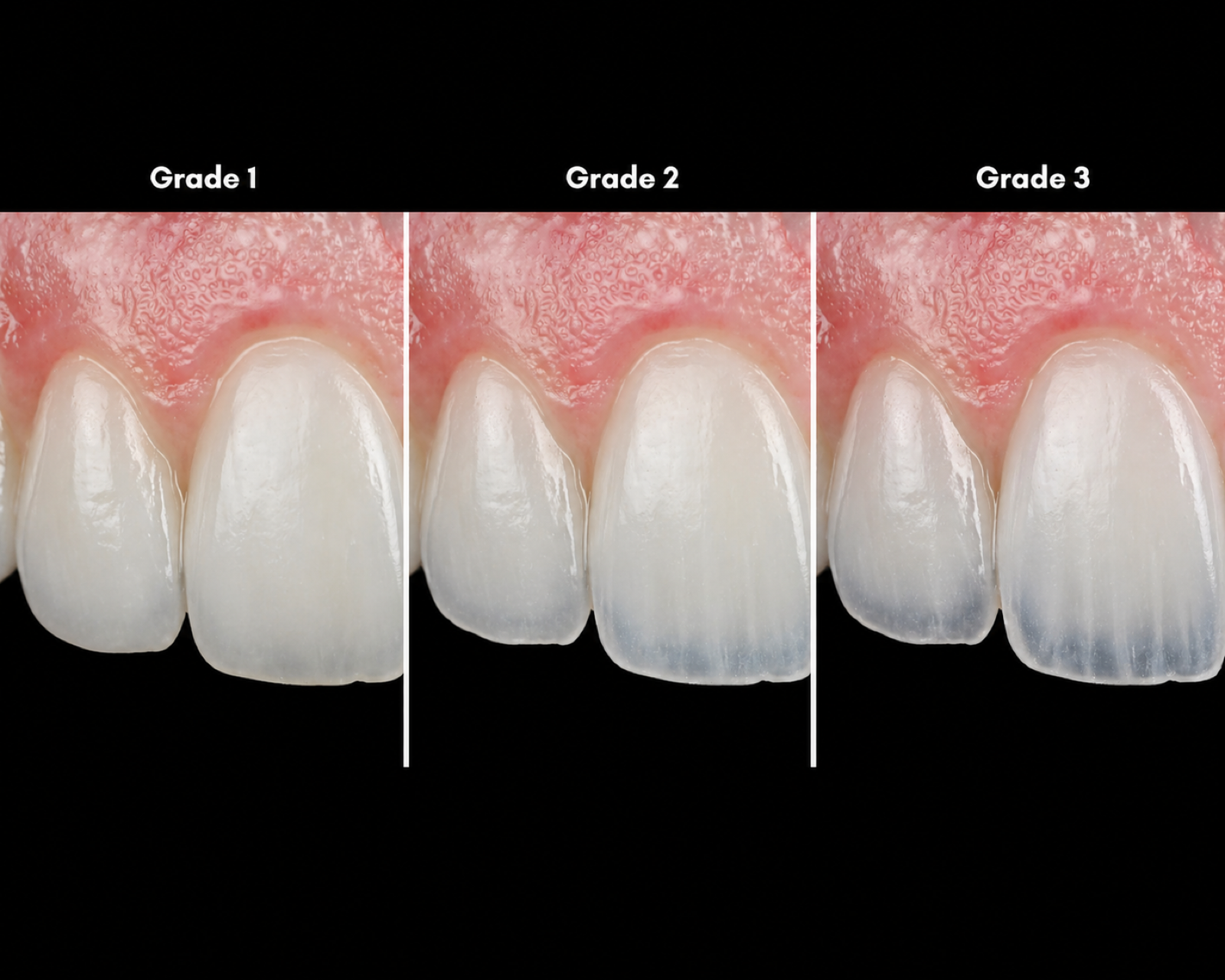 Veneer translucency grades 1–3